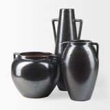 Kora Gray Short Dark Metallic Double Ear Vase - Ornate Home