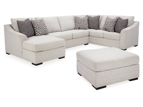 Koralynn Stone 3-Piece Sectional and Oversized Accent Ottoman - Ornate Home