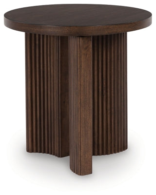 Korestone Brown Round End Table - Ornate Home