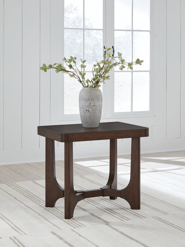 Korestone Dark Brown Rectangular End Table - Ornate Home