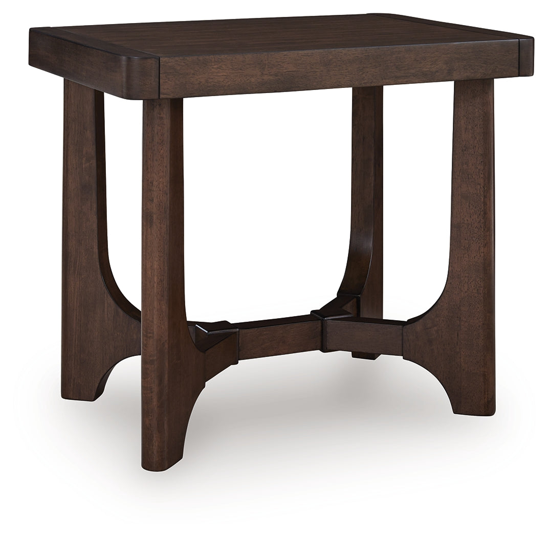Korestone Dark Brown Rectangular End Table - Ornate Home