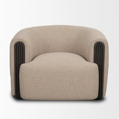 Kornelia Mushroom Textured Fabric Barrel Accent Chair
