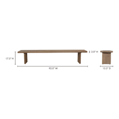 Koshi Sandblasted Amber Oak Bench - Ornate Home
