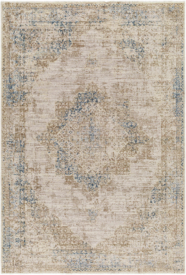 Kosta Beige & Blue Medallion Area Rug - Clearance - Ornate Home