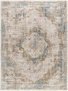 Kosta Beige & Blue Medallion Area Rug - Clearance - Ornate Home