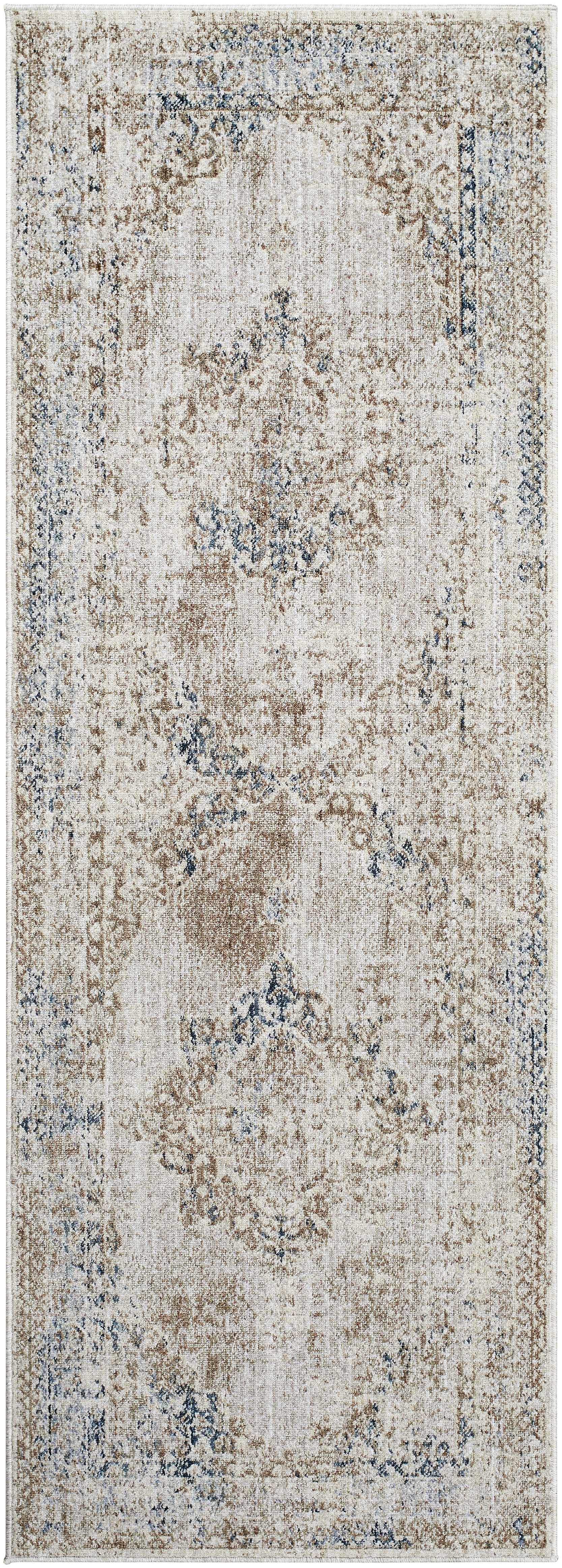 Kosta Beige & Blue Medallion Area Rug - Clearance - Ornate Home