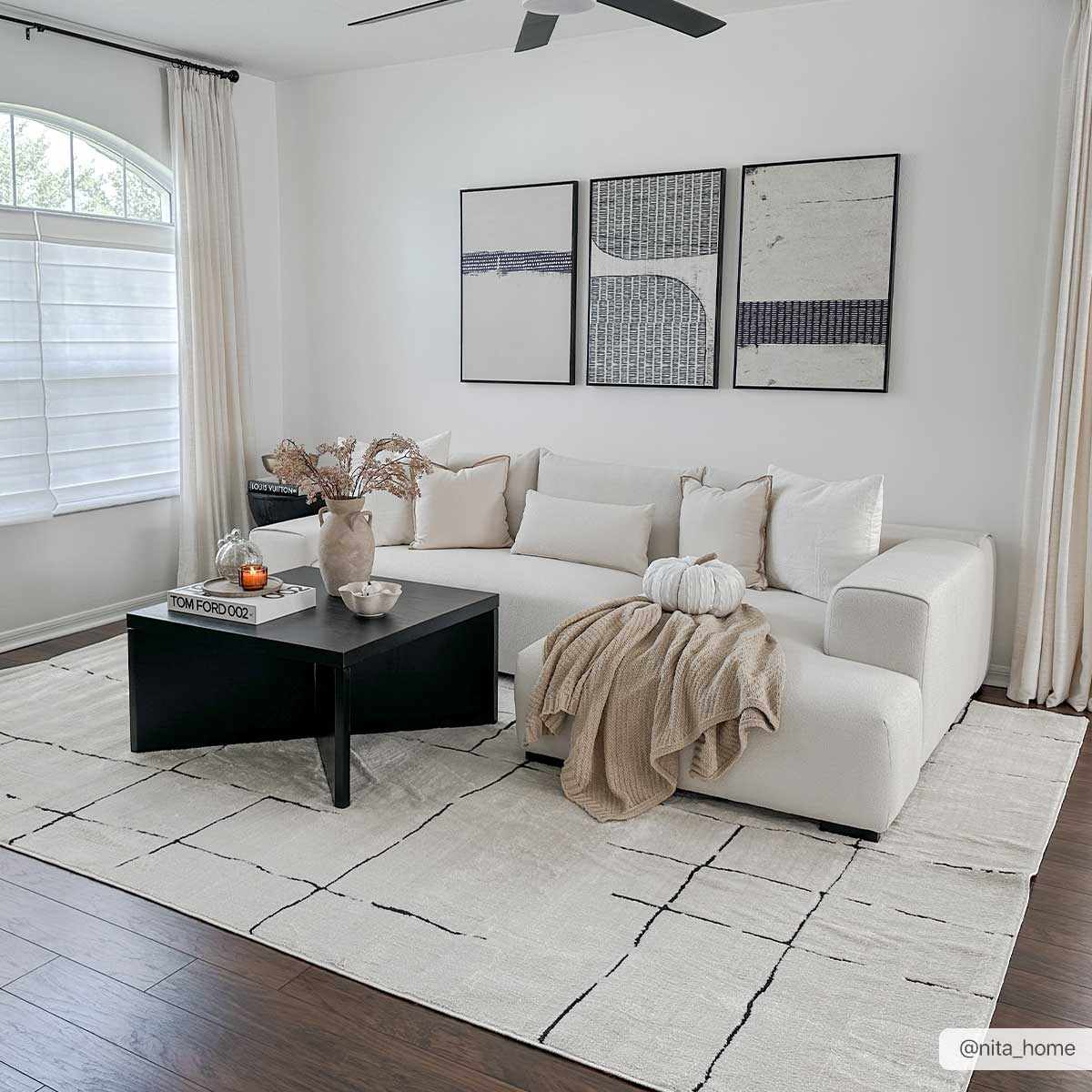 Koume Beige Maze Area Rug - Ornate Home