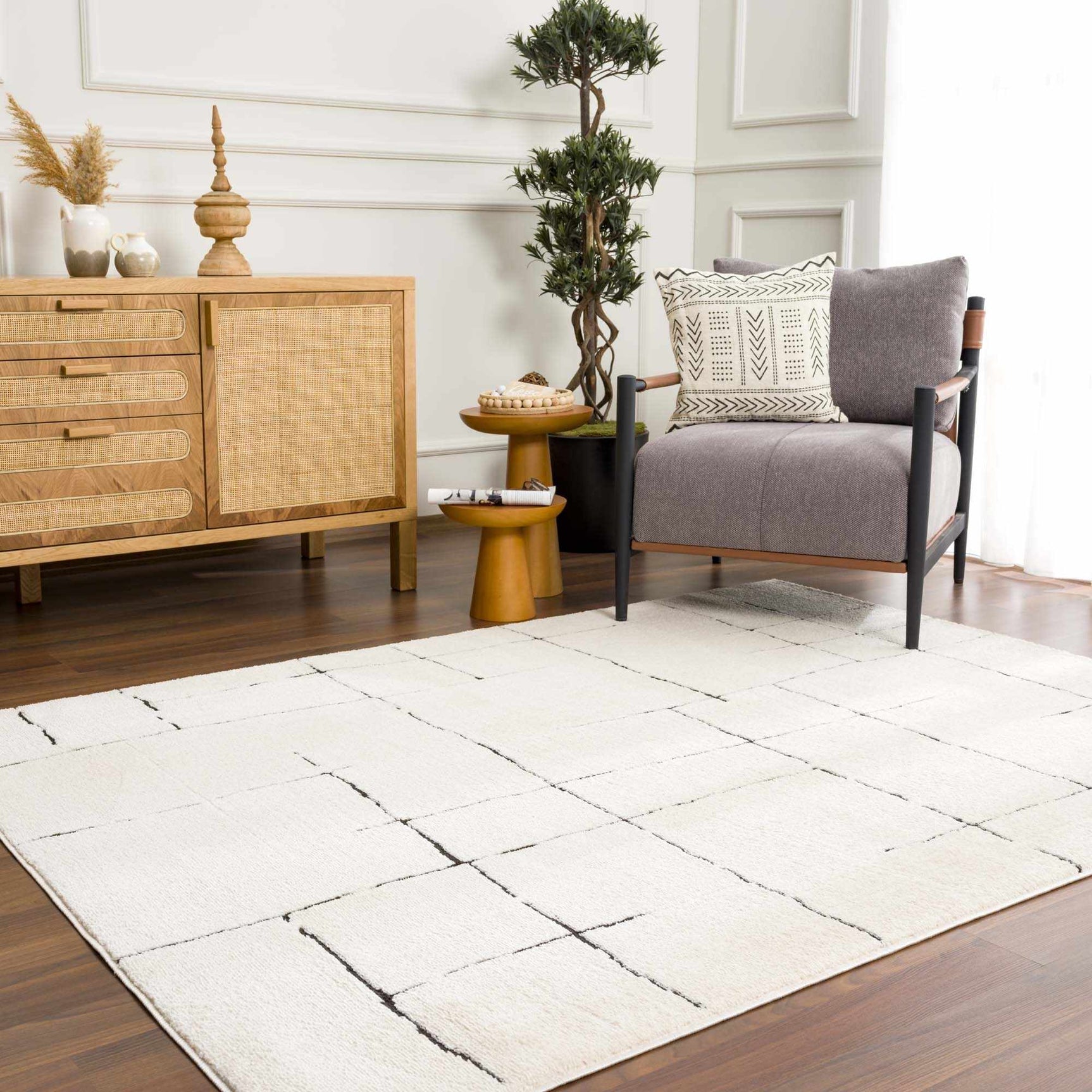 Koume Beige Maze Area Rug - Ornate Home