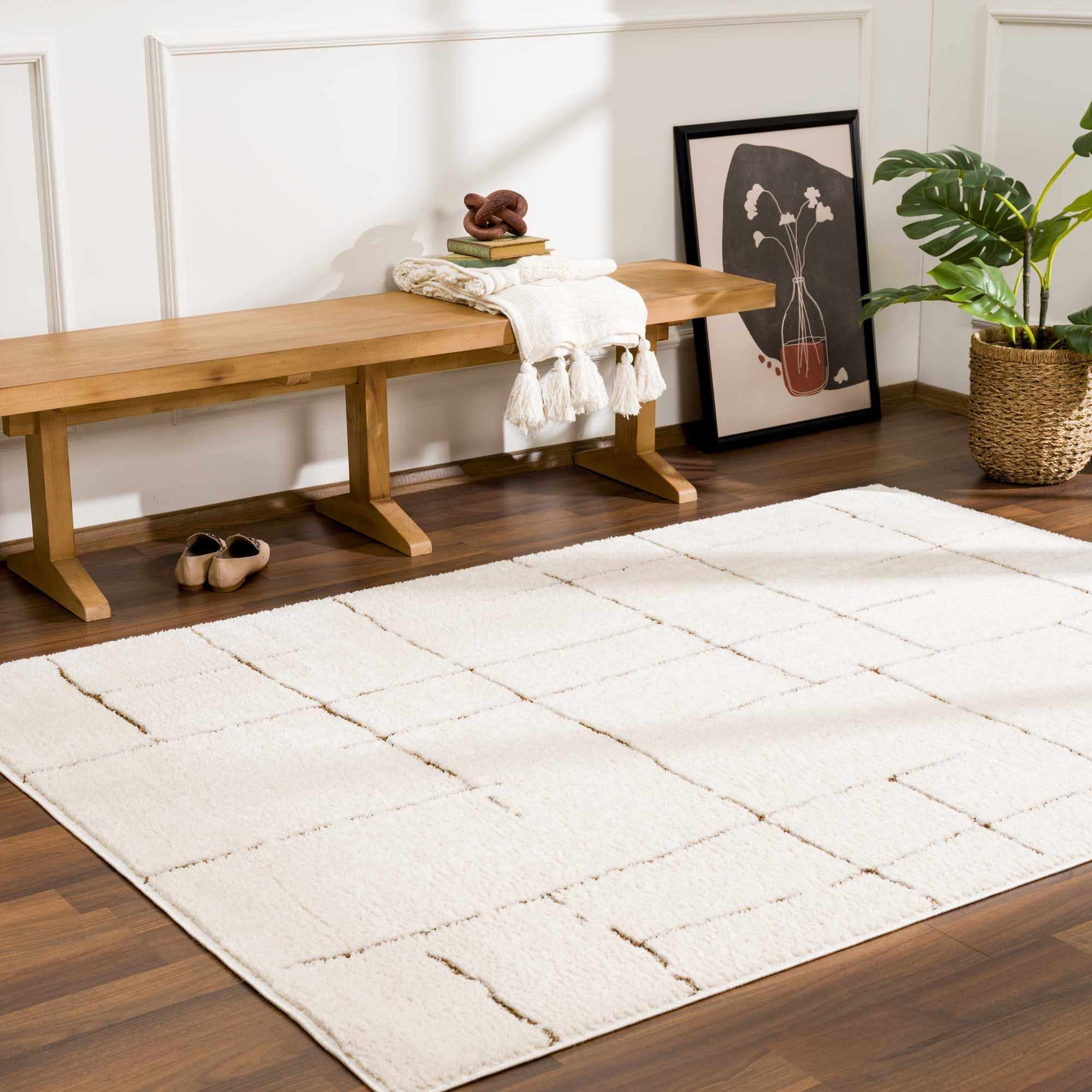 Koume Ivory & Brown Area Rug - Ornate Home