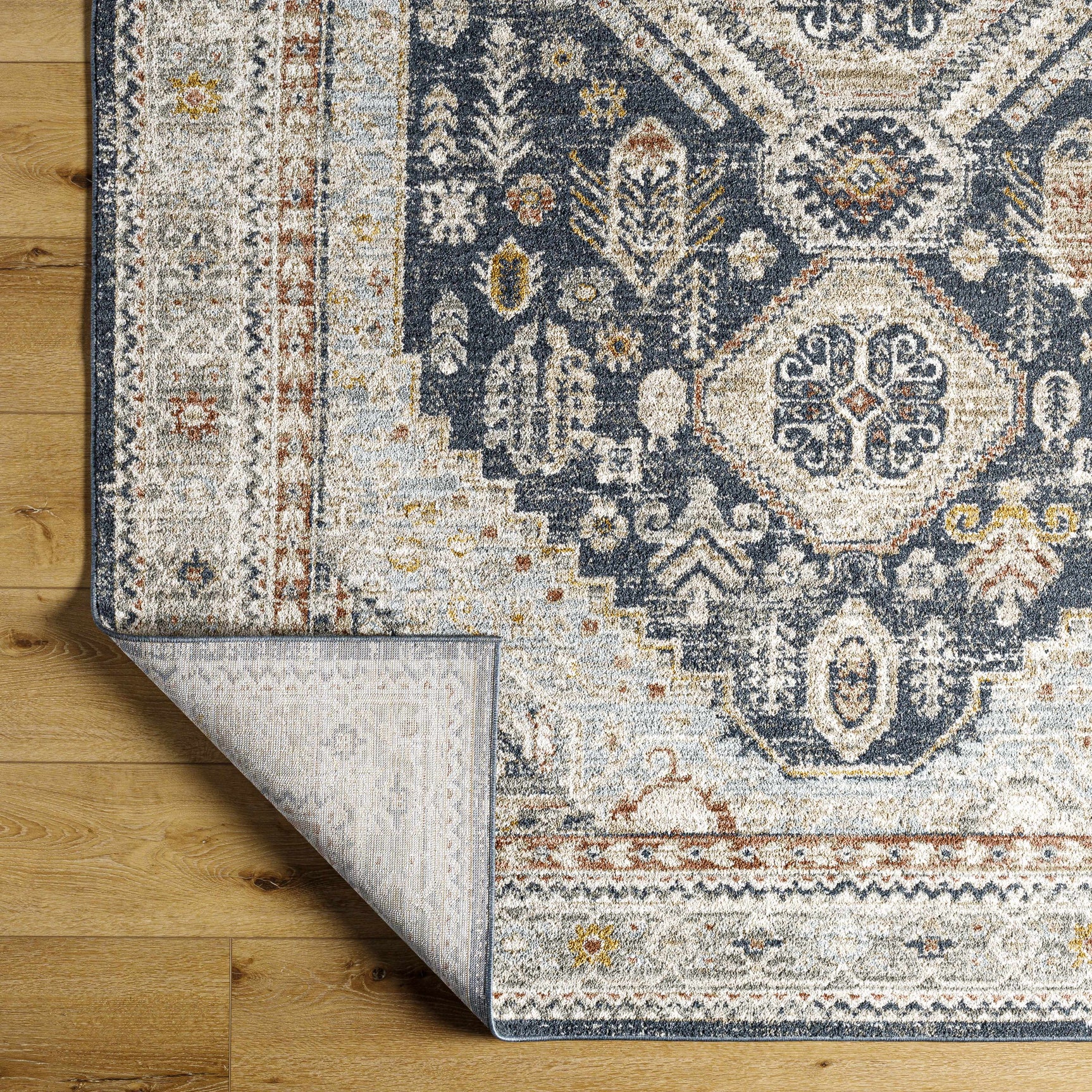 Kouta Beige & Navy Area Rug - Ornate Home