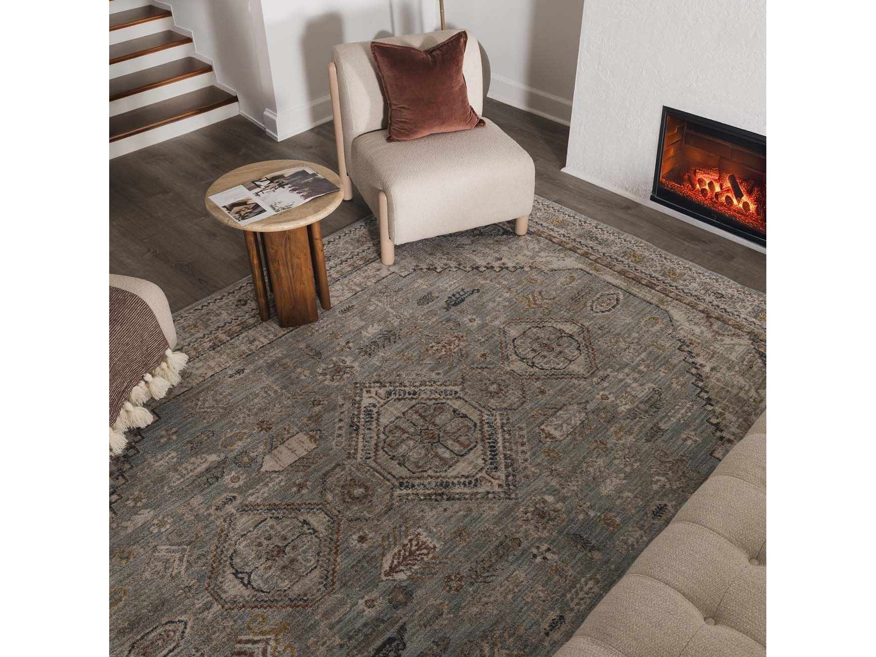Kouta Gray Blue Area Rug - Ornate Home