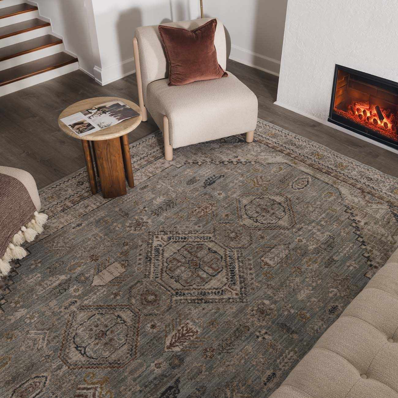 Kouta Gray Blue Area Rug - Ornate Home