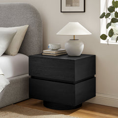 Koval Black Floating Pedestal 2-Drawer Nightstand - Ornate Home