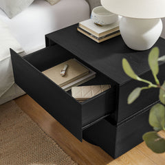 Koval Black Floating Pedestal 2-Drawer Nightstand - Ornate Home