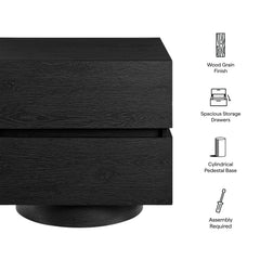 Koval Black Floating Pedestal 2-Drawer Nightstand - Ornate Home