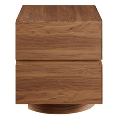 Koval Walnut Floating Pedestal 2-Drawer Nightstand - Ornate Home