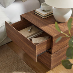 Koval Walnut Floating Pedestal 2-Drawer Nightstand - Ornate Home