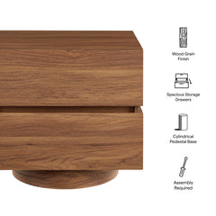 Koval Walnut Floating Pedestal 2-Drawer Nightstand - Ornate Home