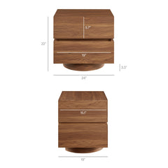 Koval Walnut Floating Pedestal 2-Drawer Nightstand - Ornate Home
