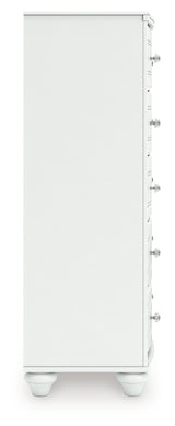 Kozlani White Five Drawer Chest - Ornate Home