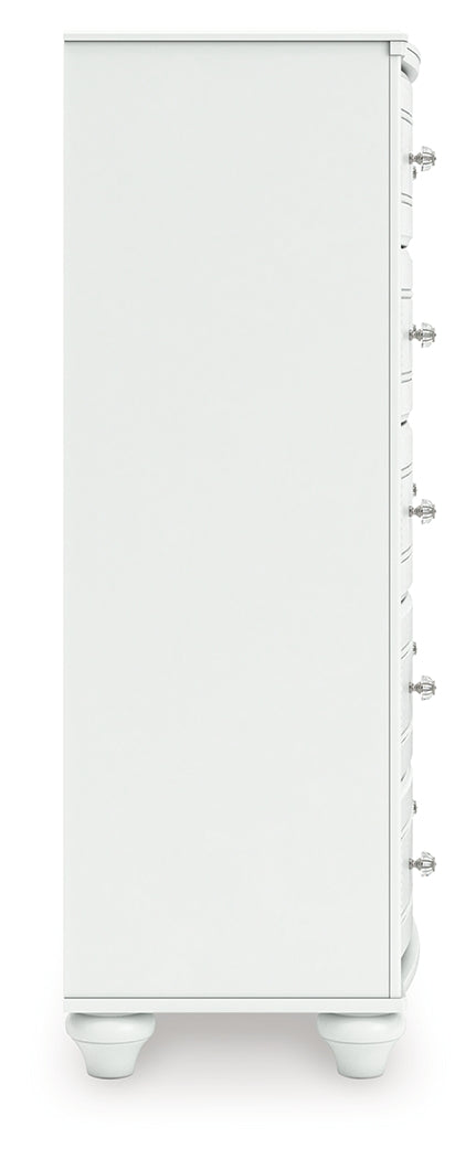 Kozlani White Five Drawer Chest - Ornate Home