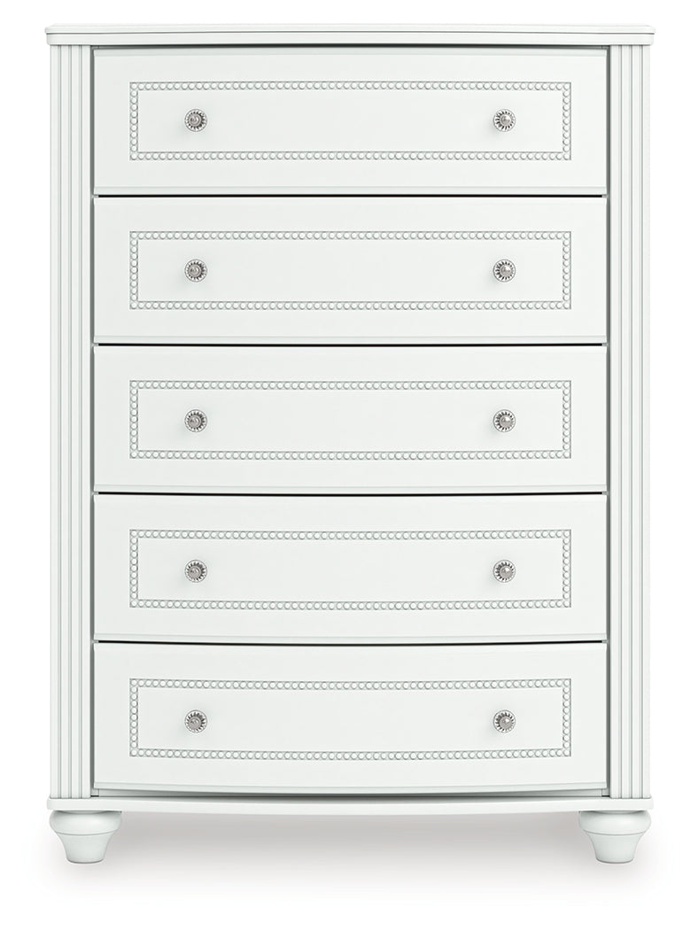 Kozlani White Five Drawer Chest - Ornate Home