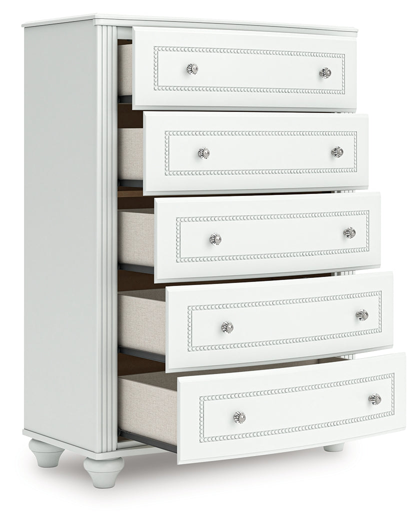 Kozlani White Five Drawer Chest - Ornate Home