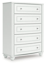 Kozlani White Five Drawer Chest - Ornate Home