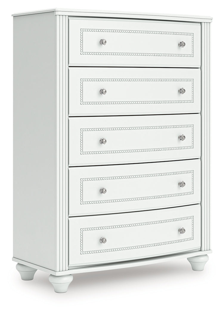 Kozlani White Five Drawer Chest - Ornate Home