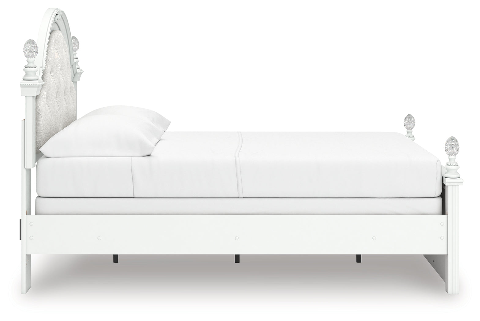 Kozlani White Full Upholstered Panel Bed, Dresser and Mirror (Online Special Price) - Ornate Home
