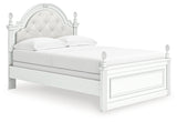 Kozlani White Full Upholstered Panel Bed, Dresser and Mirror - Ornate Home