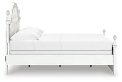 Kozlani White Full Upholstered Panel Bed, Dresser and Mirror - Ornate Home