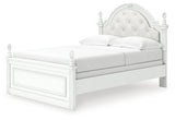 Kozlani White Full Upholstered Panel Bed, Dresser and Mirror - Ornate Home