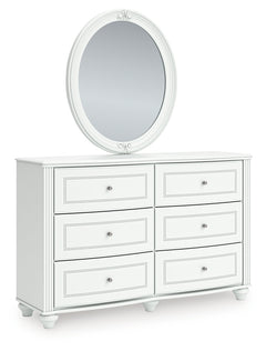 Kozlani White Full Upholstered Panel Bed, Dresser and Mirror - Ornate Home