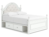 Kozlani White Full Upholstered Panel Storage Bed - Ornate Home
