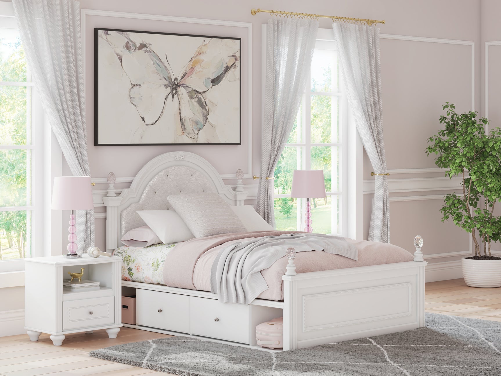 Kozlani White Full Upholstered Panel Storage Bed - Ornate Home