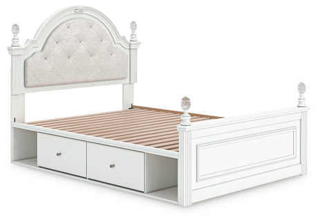 Kozlani White Full Upholstered Panel Storage Bed - Ornate Home
