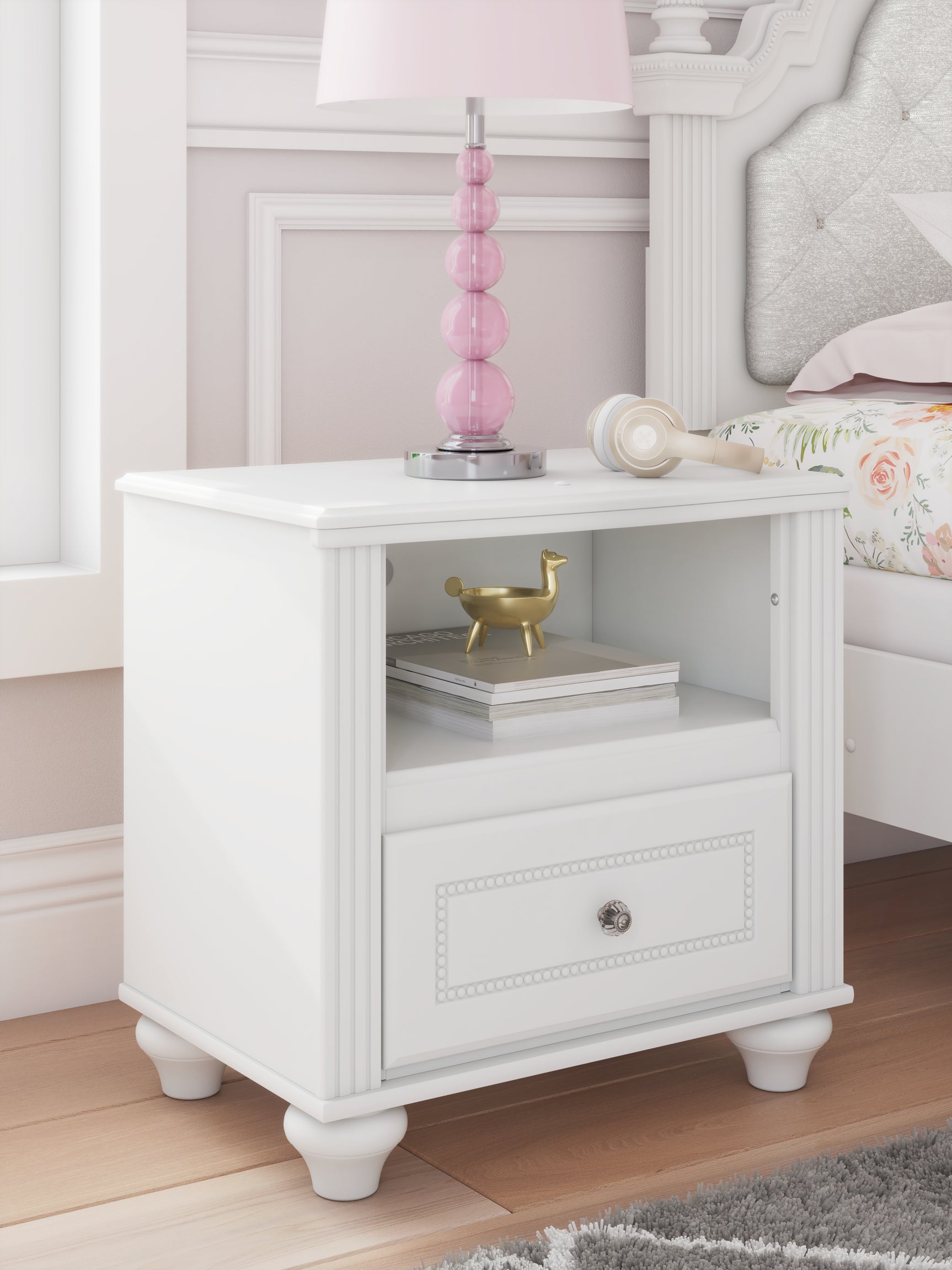 Kozlani White One Drawer Night Stand - Ornate Home