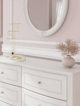 Kozlani White Twin Upholstered Panel Bed, Dresser and Mirror (Online Special Price) - Ornate Home