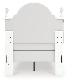 Kozlani White Twin Upholstered Panel Bed, Dresser and Mirror - Ornate Home
