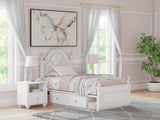 Kozlani White Twin Upholstered Panel Bed with Storage - Ornate Home