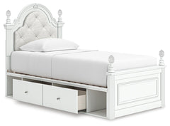 Kozlani White Twin Upholstered Panel Bed with Storage - Ornate Home