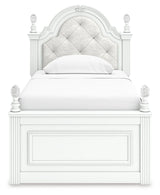 Kozlani White Twin Upholstered Panel Bed with Storage - Ornate Home