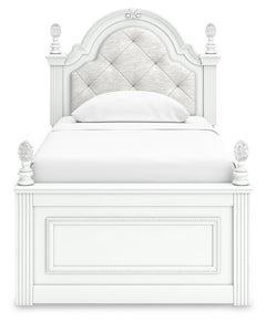 Kozlani White Twin Upholstered Panel Bed with Storage - Ornate Home