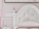 Kozlani White Twin Upholstered Panel Bed with Storage - Ornate Home