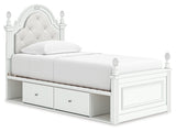 Kozlani White Twin Upholstered Panel Storage Bed (Online Special Price) - Ornate Home