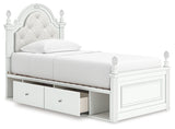Kozlani White Twin Upholstered Panel Storage Bed (Online Special Price) - Ornate Home