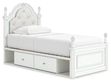 Kozlani White Twin Upholstered Panel Storage Bed - Ornate Home