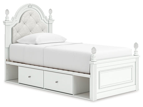 Kozlani White Twin Upholstered Panel Storage Bed - Ornate Home