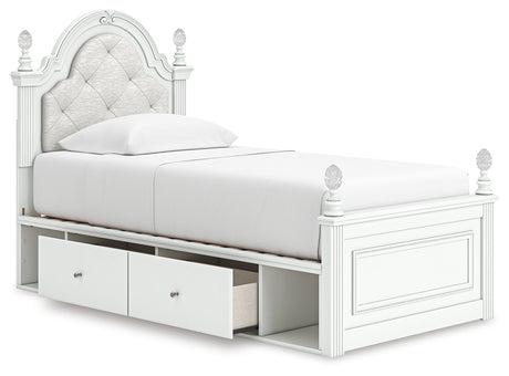Kozlani White Twin Upholstered Panel Storage Bed - Ornate Home